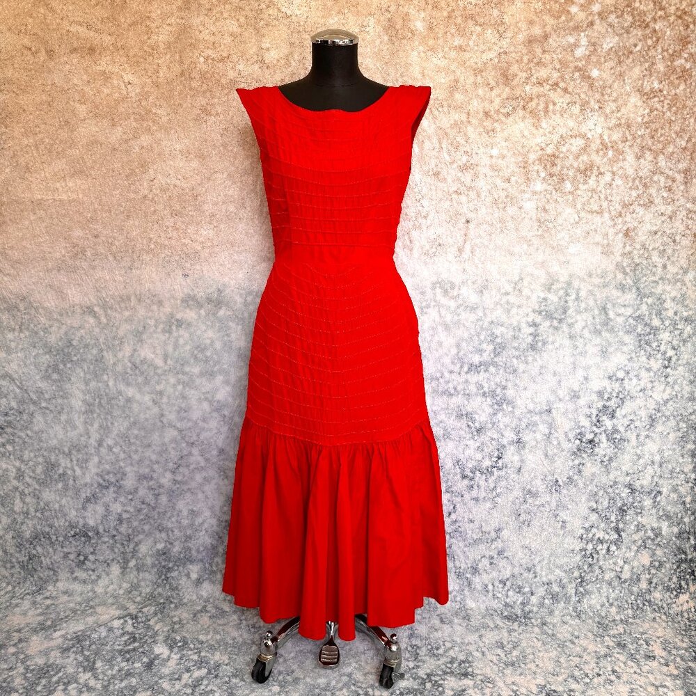 Vintage 50's Laurie Jane Poppy Red Pintucked Dress
